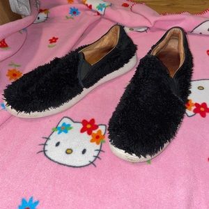 Black Ugg Fuzzy Slip On Sneakers